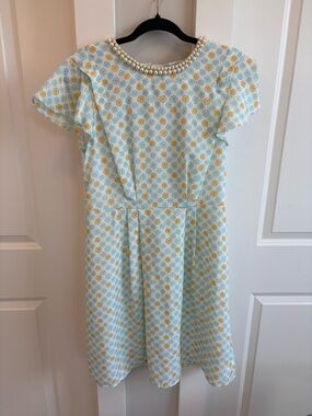 Jason Wu for Target Short-Sleeve Polka Dot Pearl-Trim Dress-Yellow & Light Blue